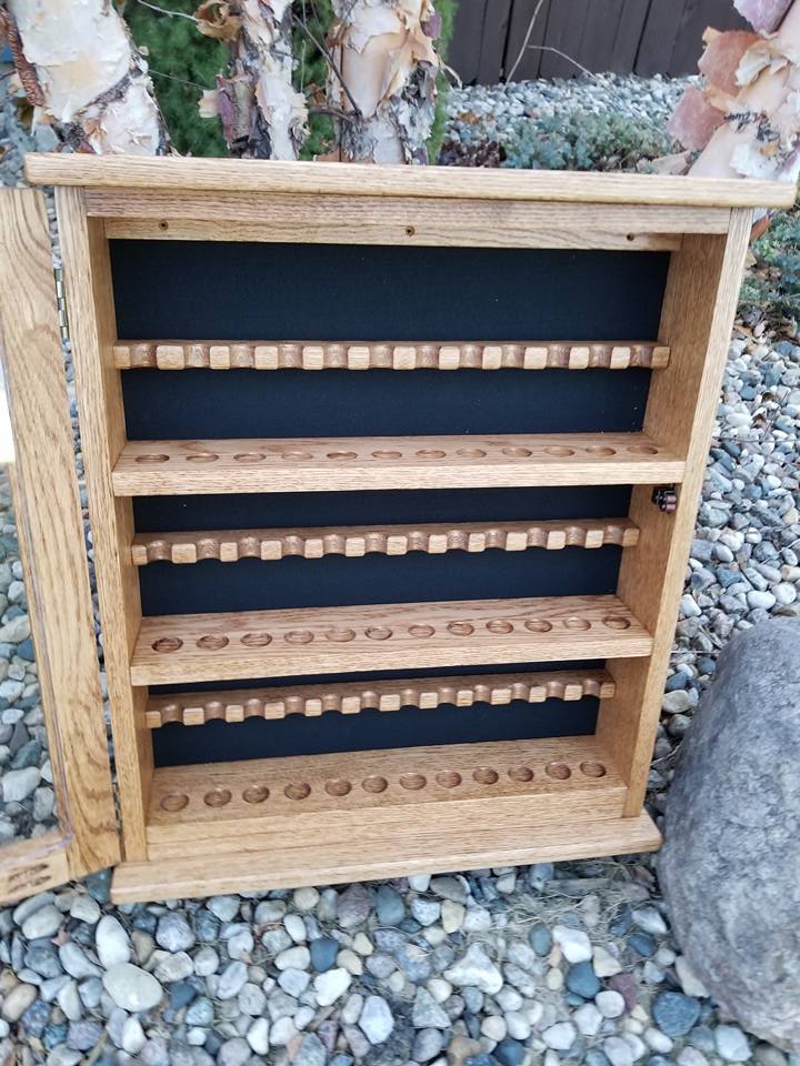 tobacco pipe display rack solid oak 24,36 or 48 pipe