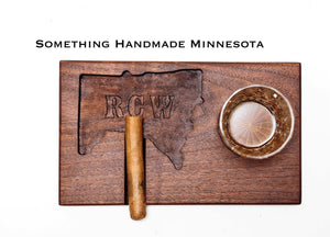 Cigar ashtray -bourbon/whiskey pairing tray any state