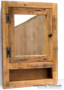 Barnwood Medicine cabinet with open shelf made from 1800s barnwood