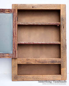 rustic Barnwood Medicine cabinet recessed  with open shelf made from 1800s barnwood