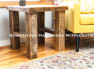 Rustic End Side table made from 1892 reclaimed barn wood