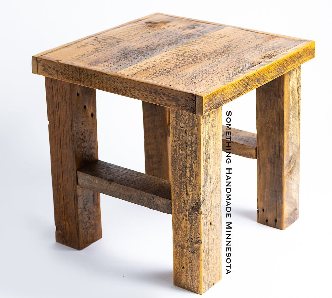 Rustic End Side table made from 1892 reclaimed barn wood