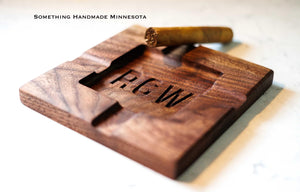 CIGAR ASH TRAY  SOLID WALNUT  personalized option!