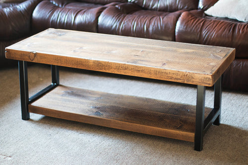 barn wood coffee table industrial rustic reclaimed 1800s Barn wood and steel legs