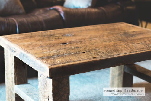 Barn wood coffee table made from 1800s reclaimed barn wood