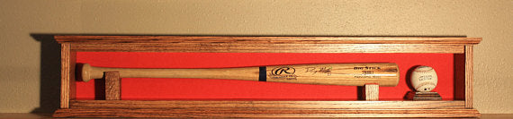baseball bat display case with ball holder solid oak