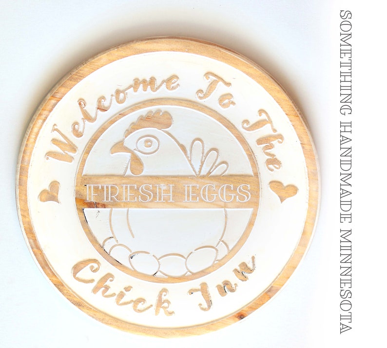 The Chick Inn sign with fresh eggs