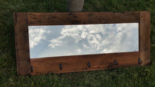 Barn wood coat rack with mirror - entryway mirror made from1800s  rustic barn wood