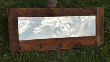 Barn wood coat rack with mirror - entryway mirror made from1800s  rustic barn wood