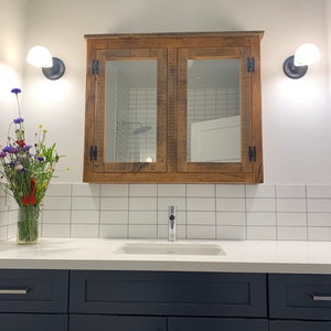 Barn wood Medicine cabinet with mirror made from 1892 barn wood