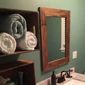 Barn wood mirror reclaimed, rustic framed mirror 1800s barn wood weathered salvaged barn wood mirror -rustic-home decor