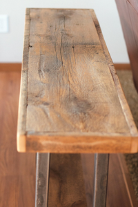 rustic industrial Barn wood console table reclaimed 1800s barn wood and iron legs