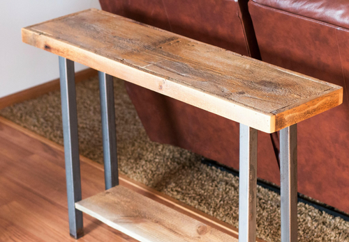 rustic industrial Barn wood console table reclaimed 1800s barn wood and iron legs