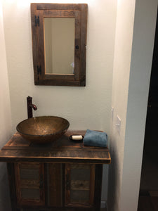 Recessed barn wood Medicine  cabinet with mirror  made from 1800s   barn wood rustic medicine cabinet