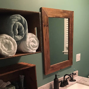 Rustic mirror Reclaimed barn wood framed mirror 1800s barn  wood