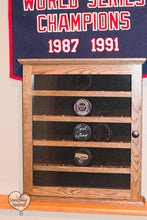 Hockey puck display cabinet 20 ,25,30or 35 pucks solid oak with door