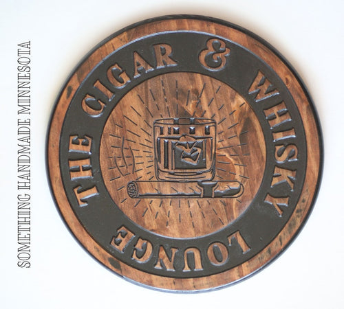 Cigar and Whisky sign for man cave, garage, bar, or den
