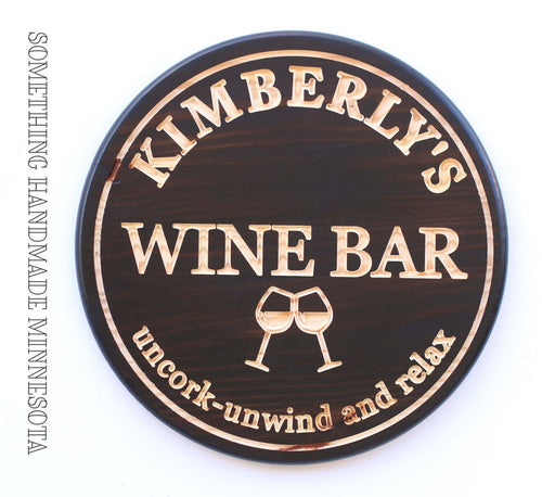 Personalized Wine Bar round sign great gift uncork unwind and relax
